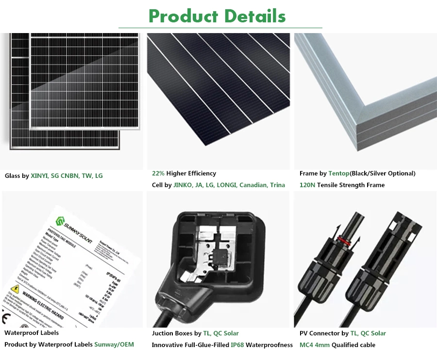 High Power Ja Longi Jaso Jinko Trina Half Perc 144 Cells 9bb Monocrystalline Module 450W 460W 480W 500W 600W 700W 1000W 182mm Mono PV Solar Energy Panel